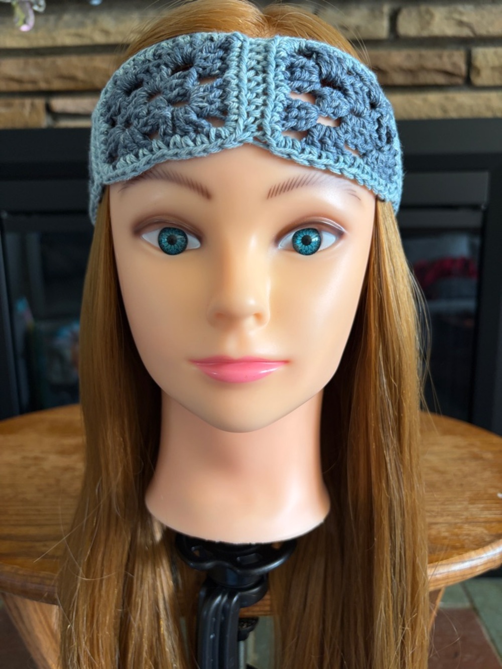 Light Blue Crochet Headband - Handmade Boho Accessory